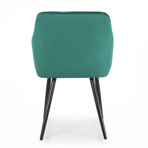 Lot De 2 Chaises En Velours Matelassées Diamante Vert Bouteille Pieds Noirs