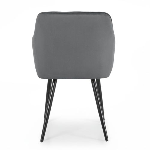 Lot De 2 Chaises En Velours Matelassées Diamante Anthracite Pieds Noirs