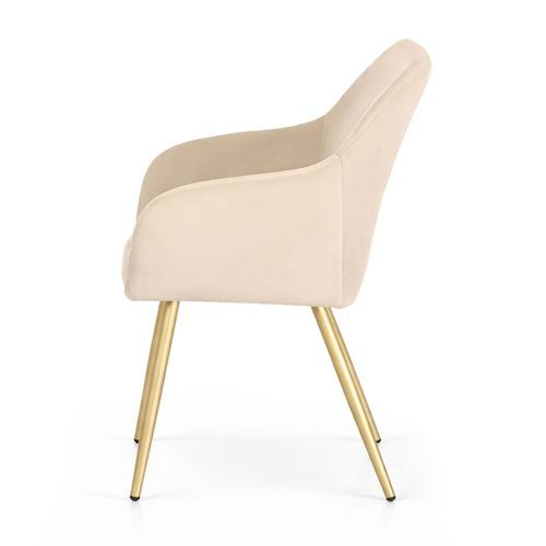 Lot De 2 Chaises En Velours Lisses Estelle Beige Pieds Dorés
