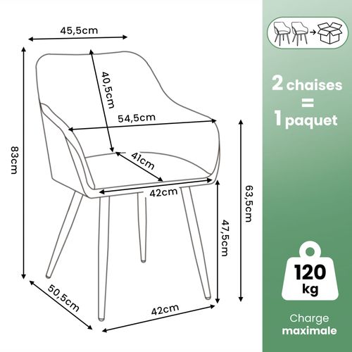 Lot De 2 Chaises En Velours Lisses Estelle Noir Pieds Dorés