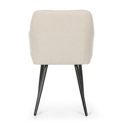 Lot De 2 Chaises Rembourrées à Surpiqûres Carrées Luxano Beige Pieds Noirs Tissu Lumos