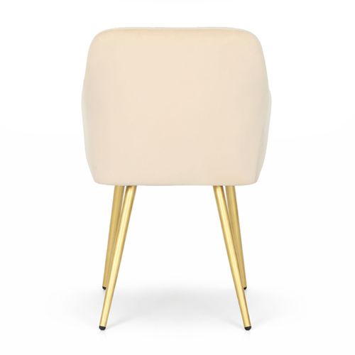 Lot De 2 Chaises Rembourrées à Surpiqûres Carrées Luxano Beige Pieds Dorés