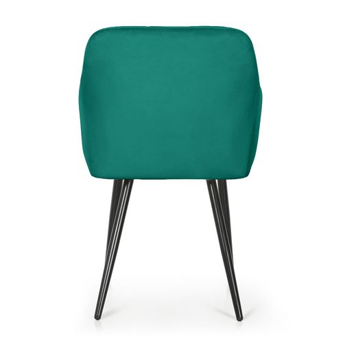 Lot De 2 Chaises Rembourrées à Surpiqûres Carrées Luxano Vert Bouteille Pieds Noirs