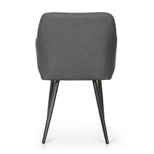 Lot De 2 Chaises Rembourrées à Surpiqûres Carrées Luxano Anthracite Pieds Noirs Tissu Lumos