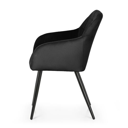 Lot De 2 Chaises Rembourrées à Surpiqûres Carrées Luxano Noir Pieds Noirs