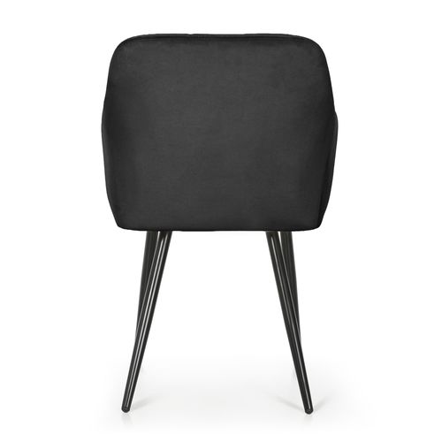 Lot De 2 Chaises Rembourrées à Surpiqûres Carrées Luxano Noir Pieds Noirs