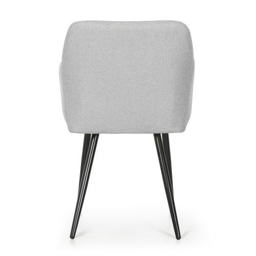 Lot De 2 Chaises Rembourrées à Surpiqûres Carrées Luxano Gris Clair Pieds Noirs Tissu Lumos