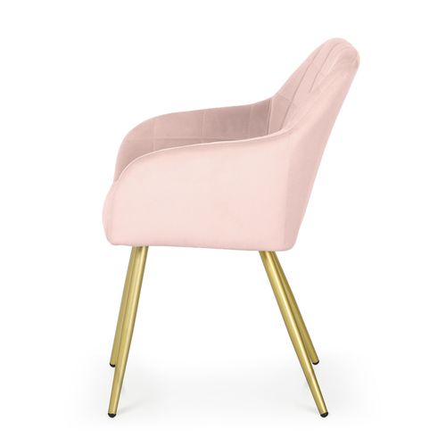 Lot De 2 Chaises Rembourrées à Surpiqûres Carrées Luxano Rose Poudré Pieds Dorés