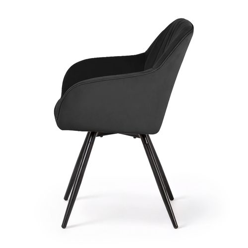 Lot De 2 Chaises Pivotantes En Velours à Surpiqûres Turno Noir Pieds Noirs