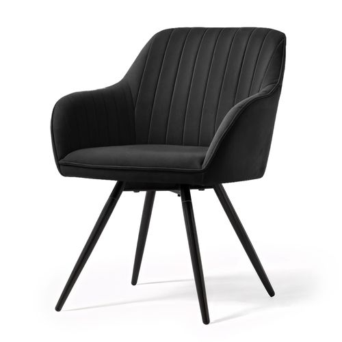 Lot De 2 Chaises Pivotantes En Velours à Surpiqûres Turno Noir Pieds Noirs