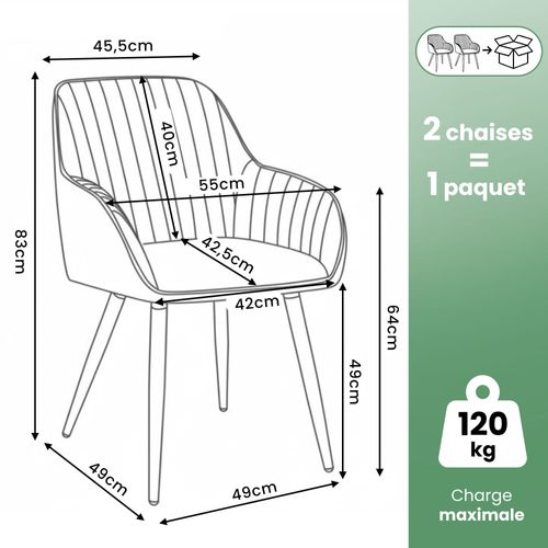 Lot De 2 Chaises Pivotantes En Velours à Surpiqûres Turno Noir Pieds Noirs