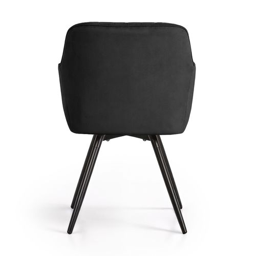 Lot De 2 Chaises Pivotantes En Velours à Surpiqûres Turno Noir Pieds Noirs