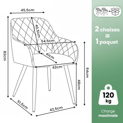 Lot De 2 Chaises En Velours Matelassées En Losanges Velto Beige Pieds Noirs