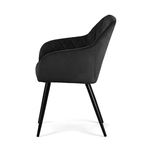 Lot De 2 Chaises En Velours Matelassées En Losanges Velto Noir Pieds Noirs
