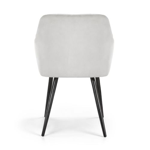 Lot De 2 Chaises En Velours Matelassées En Losanges Velto Gris Pieds Noirs