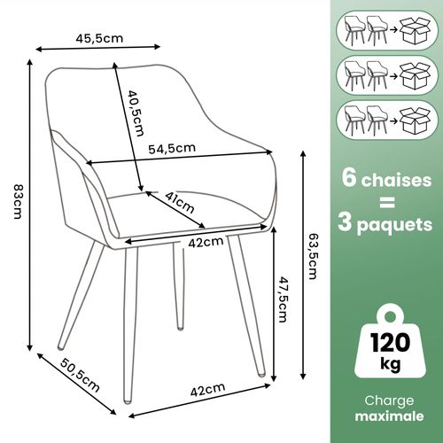 Lot De 6 Chaises En Velours Lisses Estelle Beige Pieds Dorés