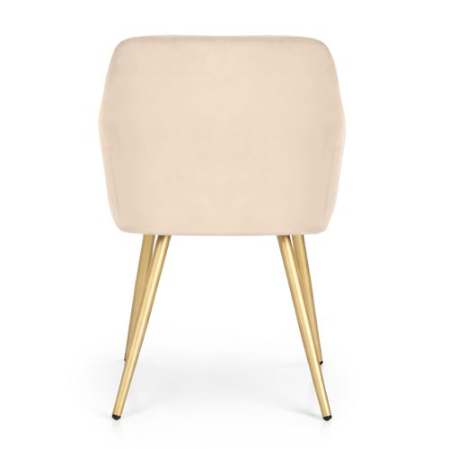 Lot De 6 Chaises En Velours Lisses Estelle Beige Pieds Dorés