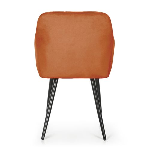 Lot De 4 Chaises Rembourrées à Surpiqûres Carrées Luxano Cuivre Pieds Noirs