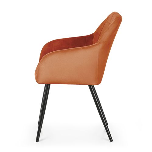 Lot De 4 Chaises Rembourrées à Surpiqûres Carrées Luxano Cuivre Pieds Noirs