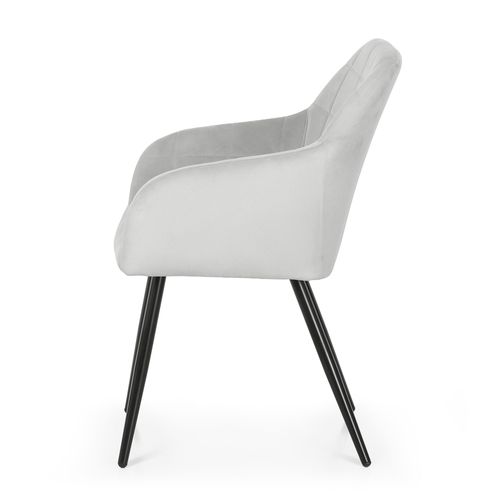 Lot De 4 Chaises Rembourrées à Surpiqûres Carrées Luxano Gris Pieds Noirs