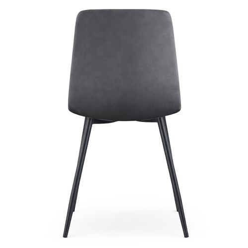 Chaise En Velours Matelassée Milo Graphite Foncé Pieds Noirs