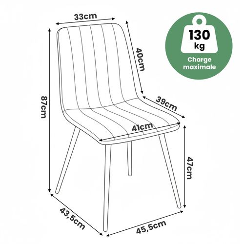 Lot De 2 Chaises En Velours Matelassées Livo Noires Pieds Noirs