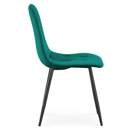 Lot De 2 Chaises En Velours Matelassées Milo Vert Bouteille Pieds Noirs