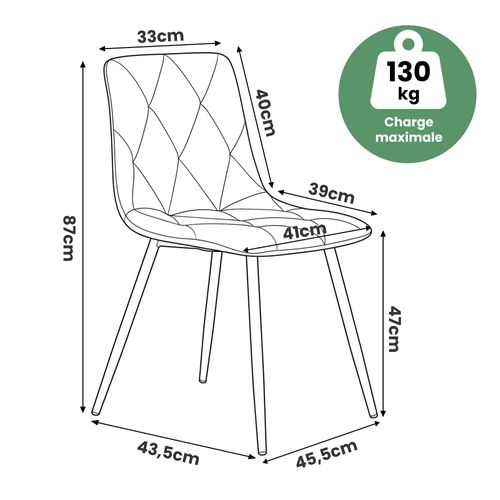 Lot De 2 Chaises En Velours Matelassées Milo Vert Bouteille Pieds Noirs