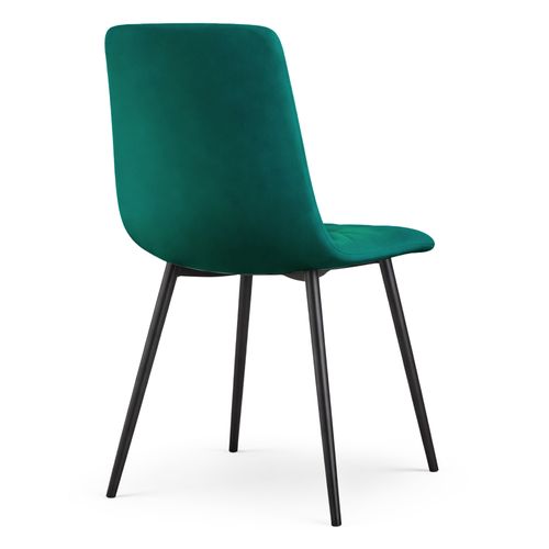 Lot De 2 Chaises En Velours Matelassées Milo Vert Bouteille Pieds Noirs