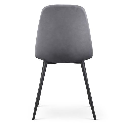 Lot De 2 Chaises En Velours Matelassées Lumo Graphite Foncé Pieds Noirs