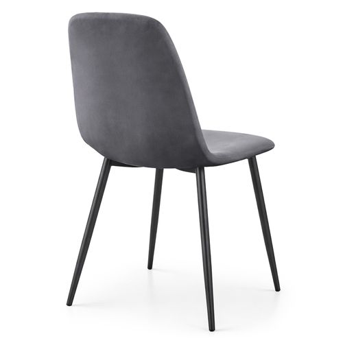 Lot De 2 Chaises En Velours Matelassées Lumo Graphite Foncé Pieds Noirs