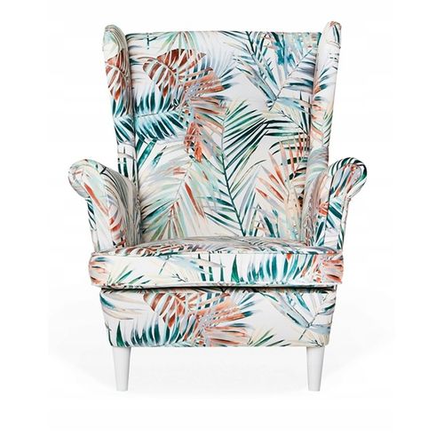 Fauteuil Uszak En Velours, à Motifs Végétaux Multicolores