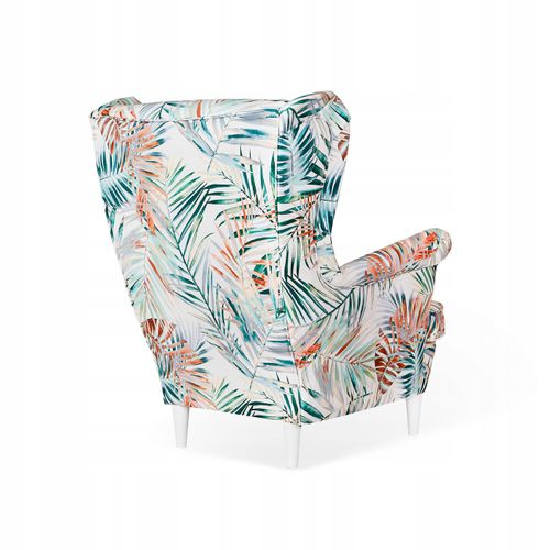 Fauteuil Uszak En Velours, à Motifs Végétaux Multicolores