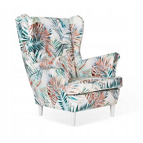 Fauteuil Uszak En Velours, à Motifs Végétaux Multicolores