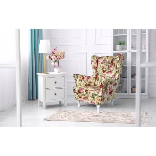 Fauteuil Uszak à Oreilles, à Motif De Fines Feuilles De Palmier — Vert Clair