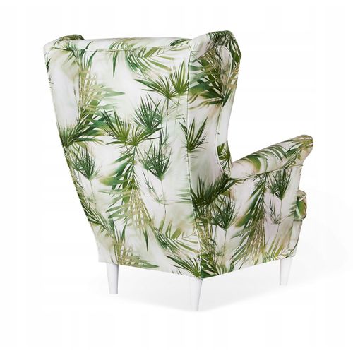 Fauteuil Uszak à Oreilles, à Motif De Fines Feuilles De Palmier — Vert Clair