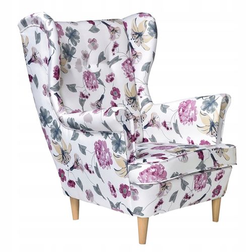 Fauteuil à Oreilles Ari Print Scandinave Velours à Motif Floral