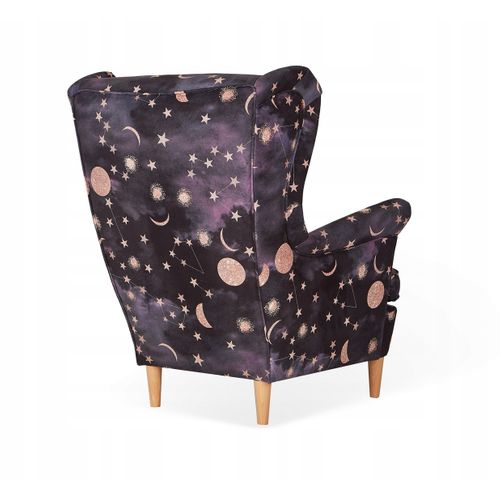 Fauteuil à Oreilles Ari Print — Style Scandinave, Design à Motifs, Coloris Nuit