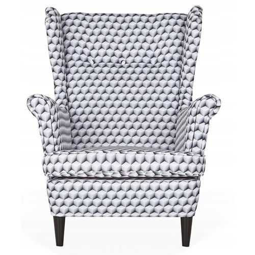 Fauteuil à Oreilles De Style Scandinave Ari Print - Patchwork Noir Et Blanc