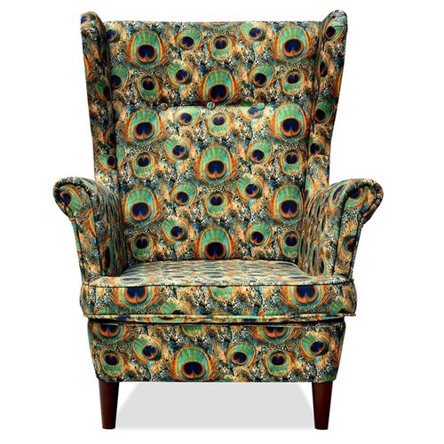 Fauteuil à Oreilles Scandinave Ari Print Motif Oeil-de-paon 3d