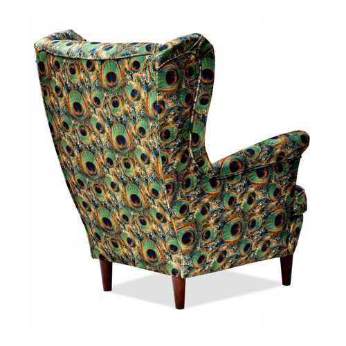 Fauteuil à Oreilles Scandinave Ari Print Motif Oeil-de-paon 3d