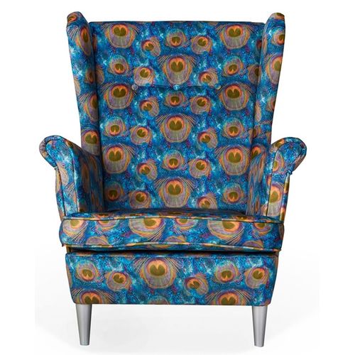 Fauteuil à Oreilles Scandinave Ari Print, Motif Oeil De Paon Imprimé 3d