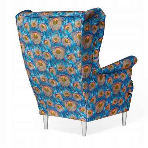 Fauteuil à Oreilles Scandinave Ari Print, Motif Oeil De Paon Imprimé 3d