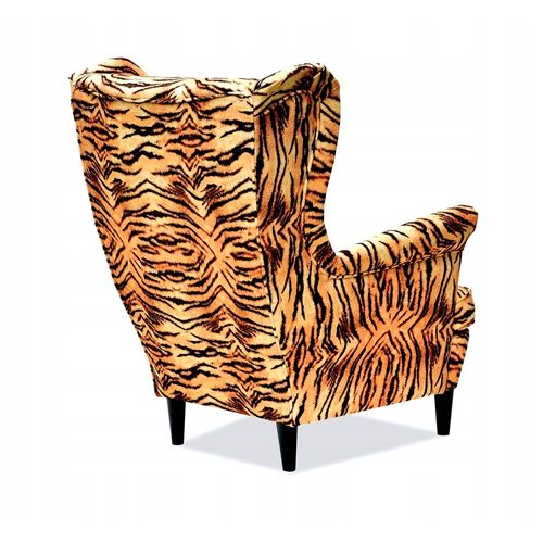 Fauteuil à Oreilles Scandinave Ari Print — Motif à Rayures Tigre Orange
