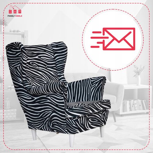 Fauteuil à Oreilles Scandinave Ari Print, Au Motif Zébré Noir