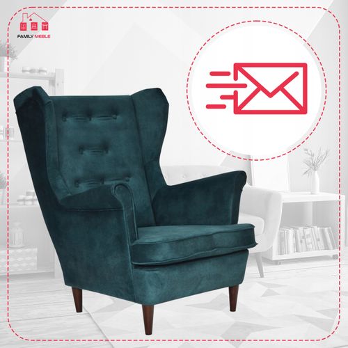 Fauteuil à Oreilles Diana — Design Scandinave Confortable, En Vert Sarcelle Foncé