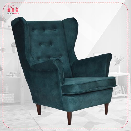 Fauteuil à Oreilles Diana — Design Scandinave Confortable, En Vert Sarcelle Foncé