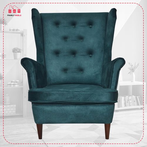 Fauteuil à Oreilles Diana — Design Scandinave Confortable, En Vert Sarcelle Foncé