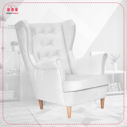 Fauteuil Scandinave à Oreilles Diana - Argent, Blanc Cassé, Crème