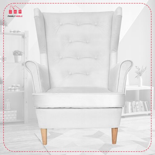 Fauteuil Scandinave à Oreilles Diana - Argent, Blanc Cassé, Crème